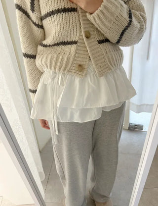 Double frill layered mini ribbon wrap skirt