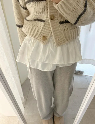Double frill layered mini ribbon wrap skirt