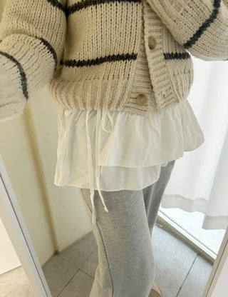 Double frill layered mini ribbon wrap skirt