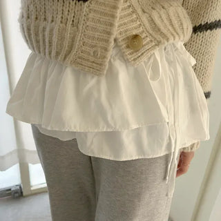 Double frill layered mini ribbon wrap skirt