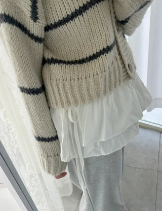 Double frill layered mini ribbon wrap skirt