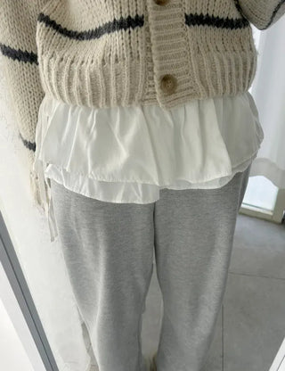 Double frill layered mini ribbon wrap skirt