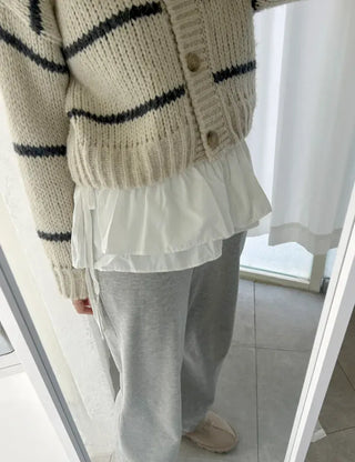 Double frill layered mini ribbon wrap skirt