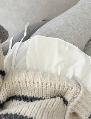 Double frill layered mini ribbon wrap skirt