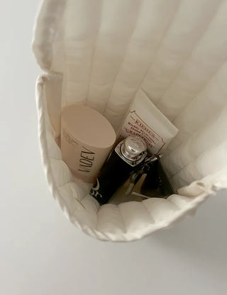 Button Quilted Pouch Ribbed Strap Mini Bag