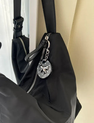 Slide mirror bag keyring ribbon comb key holder bag charm