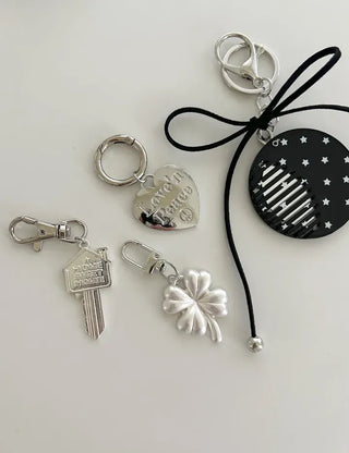 Slide mirror bag keyring ribbon comb key holder bag charm