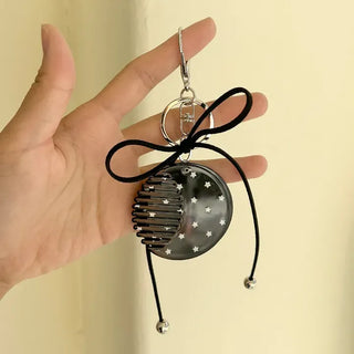Slide mirror bag keyring ribbon comb key holder bag charm