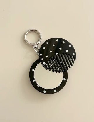 Slide mirror bag keyring ribbon comb key holder bag charm
