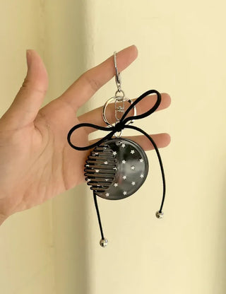 Slide mirror bag keyring ribbon comb key holder bag charm