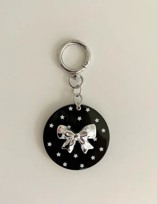 Slide mirror bag keyring ribbon comb key holder bag charm