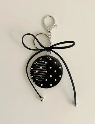 Slide mirror bag keyring ribbon comb key holder bag charm