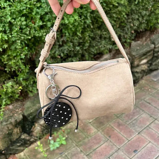 Slide mirror bag keyring ribbon comb key holder bag charm