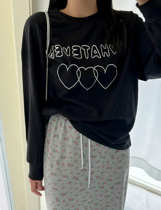 Whatever Long Sleeve Cotton Printed Women's Sweatshirt