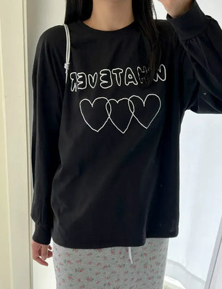 Whatever Long Sleeve Cotton Printed Women's Sweatshirt
