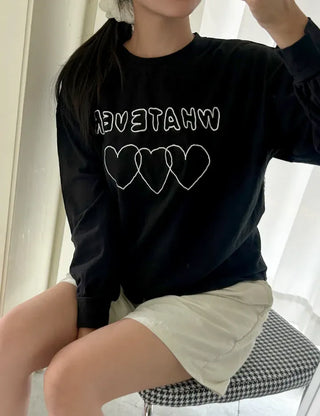 Whatever Long Sleeve Cotton Printed Women's Sweatshirt