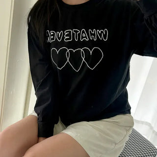 Whatever Long Sleeve Cotton Printed Women's Sweatshirt