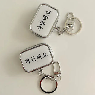Hangeul Tin Case Bag Keyring Jewelry Storage Key Holder