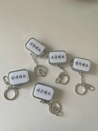 Hangeul Tin Case Bag Keyring Jewelry Storage Key Holder
