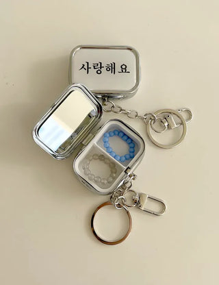 Hangeul Tin Case Bag Keyring Jewelry Storage Key Holder