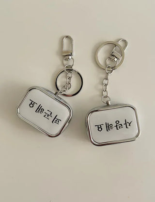 Hangeul Tin Case Bag Keyring Jewelry Storage Key Holder