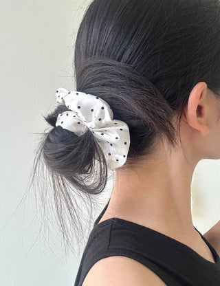 Satin polka dot hair scrunchie