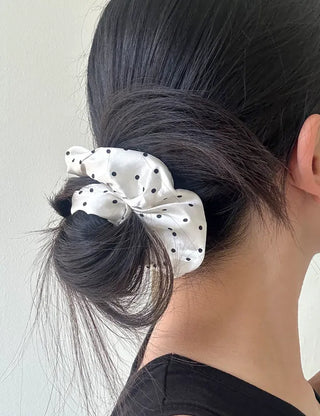 Satin polka dot hair scrunchie
