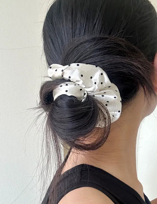 Satin polka dot hair scrunchie