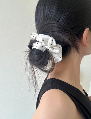 Satin polka dot hair scrunchie