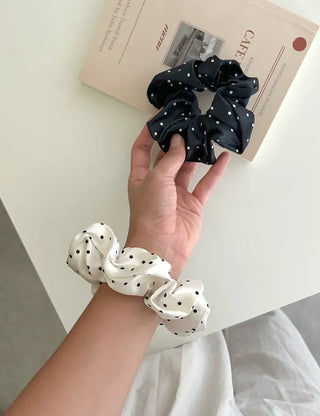Satin polka dot hair scrunchie