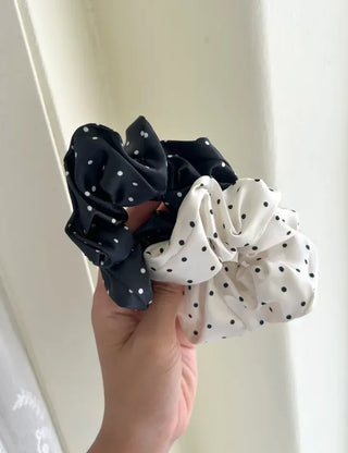 Satin polka dot hair scrunchie