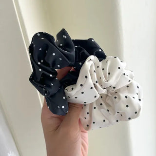 Satin polka dot hair scrunchie