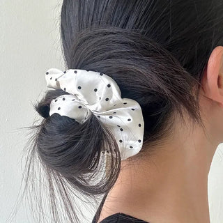 Satin polka dot hair scrunchie