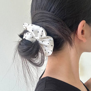 Satin polka dot hair scrunchie