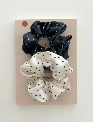 Satin polka dot hair scrunchie
