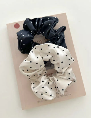 Satin polka dot hair scrunchie