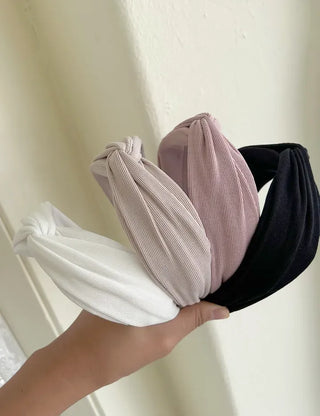 Knit bandana headband ribbed wide hairband