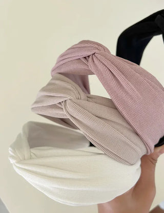 Knit bandana headband ribbed wide hairband