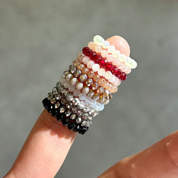 1+1 Custom Cut Bead Ring Handmade Women's Fashion Ring