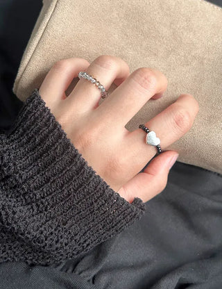 1+1 Custom Cut Bead Ring Handmade Women's Fashion Ring