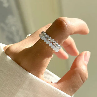 1+1 Custom Cut Bead Ring Handmade Women's Fashion Ring