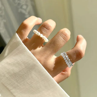 1+1 Custom Cut Bead Ring Handmade Women's Fashion Ring
