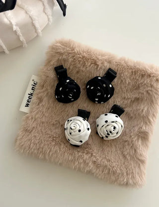 1+1 Set Dot Rose Hair Clip Mini Claw Clip