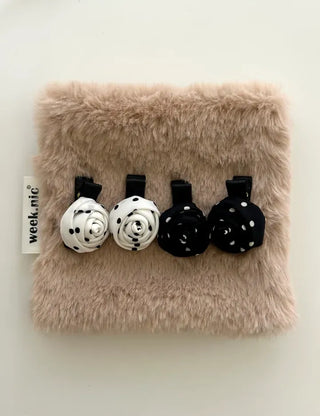 1+1 Set Dot Rose Hair Clip Mini Claw Clip