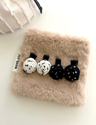 1+1 Set Dot Rose Hair Clip Mini Claw Clip