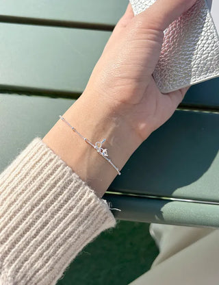 Silver 925 Silver Bracelet Key Heart Cubic Charm Chain Bracelet
