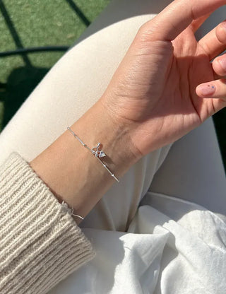 Silver 925 Silver Bracelet Key Heart Cubic Charm Chain Bracelet