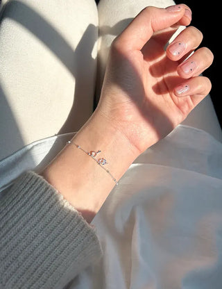Silver 925 Silver Bracelet Key Heart Cubic Charm Chain Bracelet