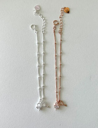 Silver 925 Silver Bracelet Key Heart Cubic Charm Chain Bracelet