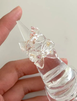 Pressed flower ribbon ring, transparent acrylic flower fashion ring